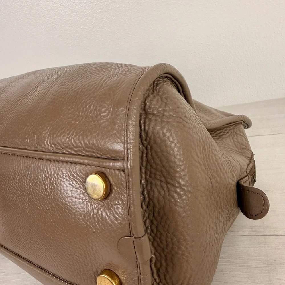 Gucci Satchel Hand Bag Taupe Brown Leather Snakeskin Trim Gold Hardware M Office